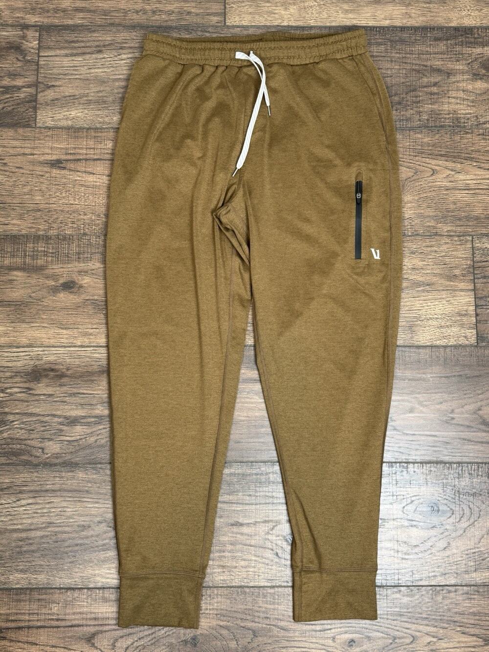 VUORI Sunday Performance Tobacco Heather Brown Olive Jogger Pants Mens Sz L